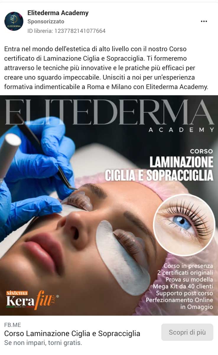 Esempio di inserzione su Meta