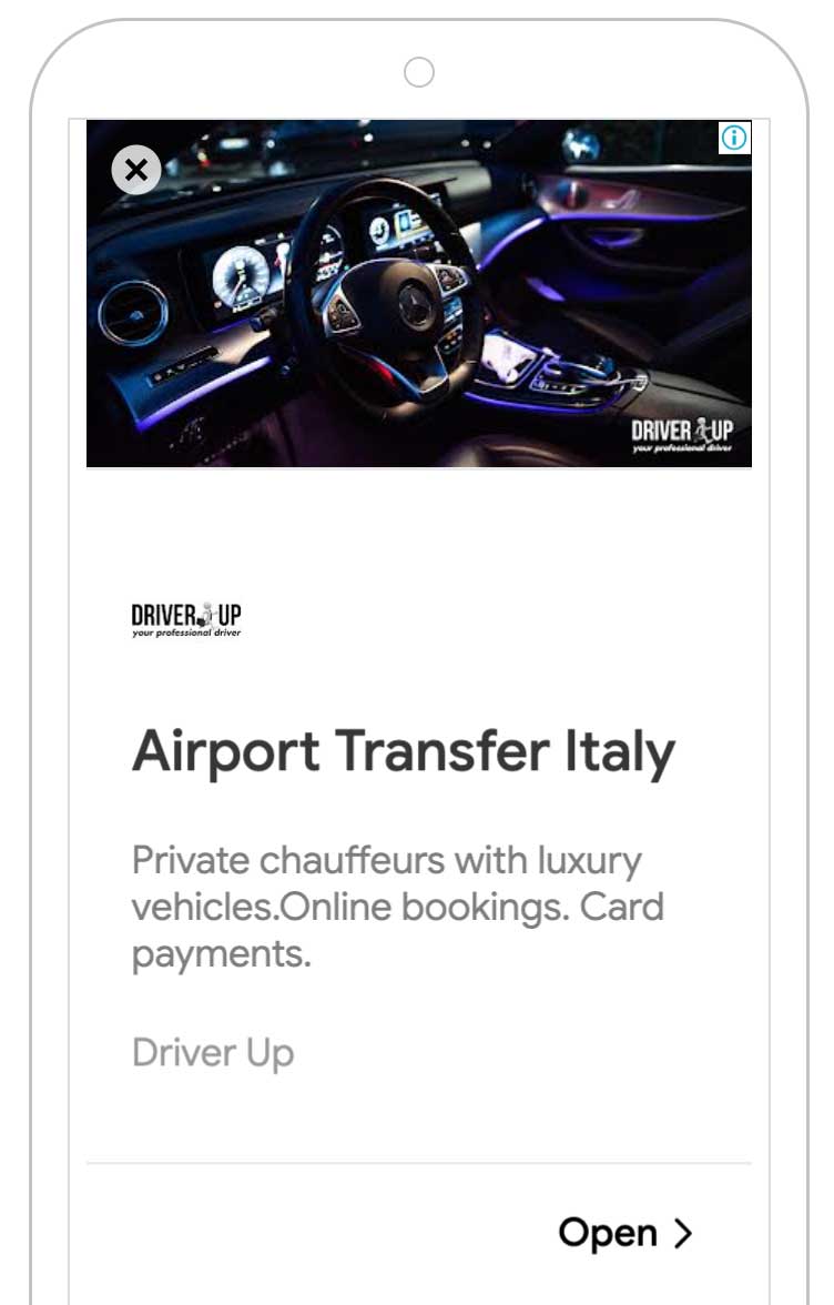 Inserzione pubblicitaria del portale Driver-Up