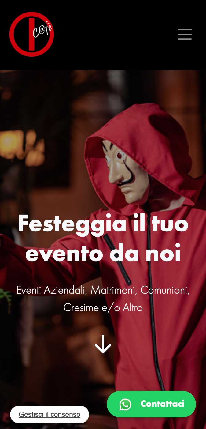 Vista mobile del sito web di Officine Interni